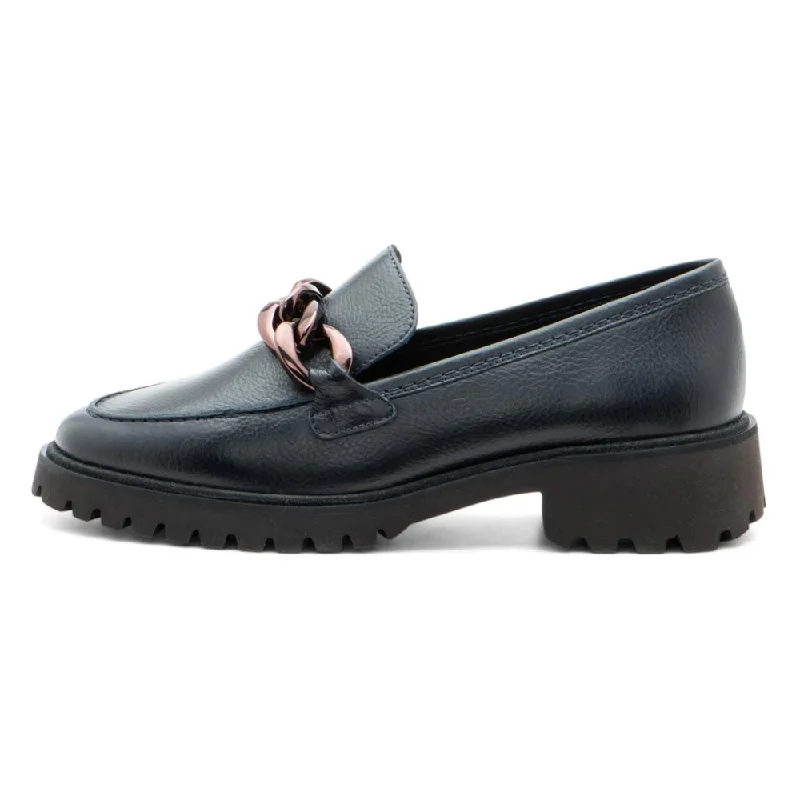 leather loafers for all seasonsLoafers for Wide FeetAra Kiana Chunky Sole Chain Navy Loafer (Women's)