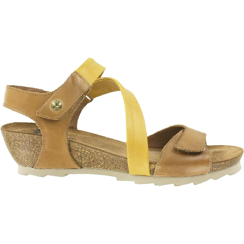 sandals for beach use with slip-on designWomen's Wanda Panda Bilma 2 Cuero Tan/Mustard Leather