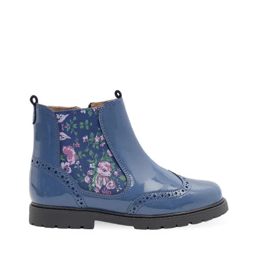 Casual boots for men with soft leather material-Start-Rite Chelsea 1724_2 Girls Dusty Blue Patent Chelsea Boots