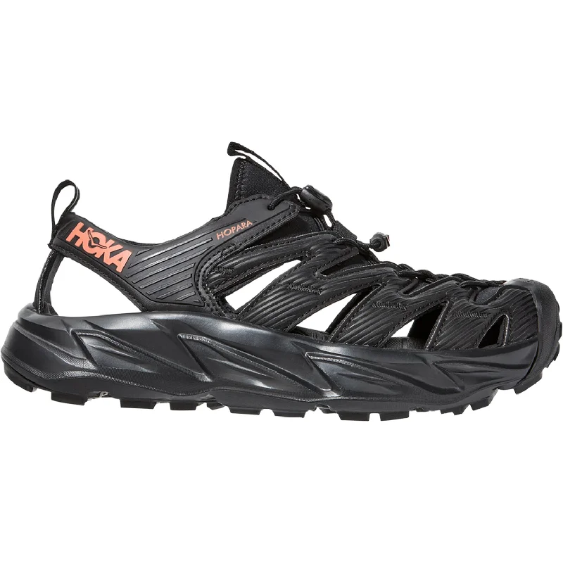 sandals for formal summer events with chic designWomen's Hoka One One Hopara Black/Fusion Coral Synthetic