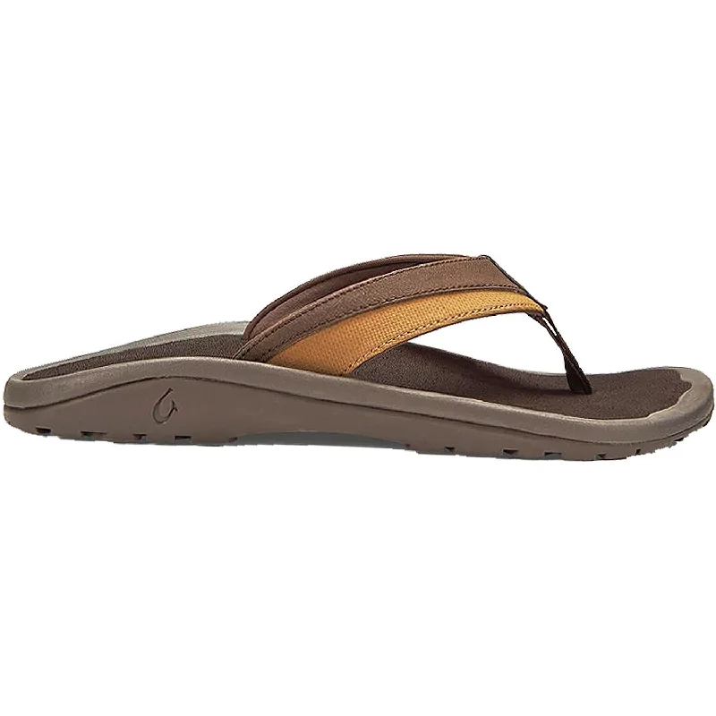 sandals for stylish beach walksMen's OluKai Ohana Koa Dark Wood Synthetic