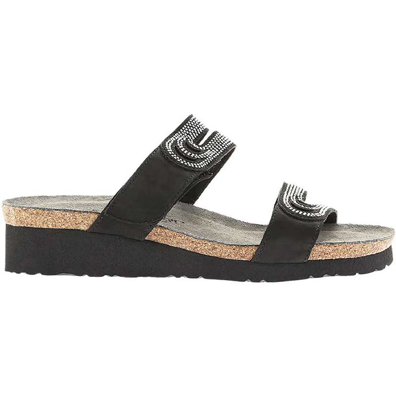 sandals for daily wear with secure fitWomen's Naot Ainsley Black Nubuck