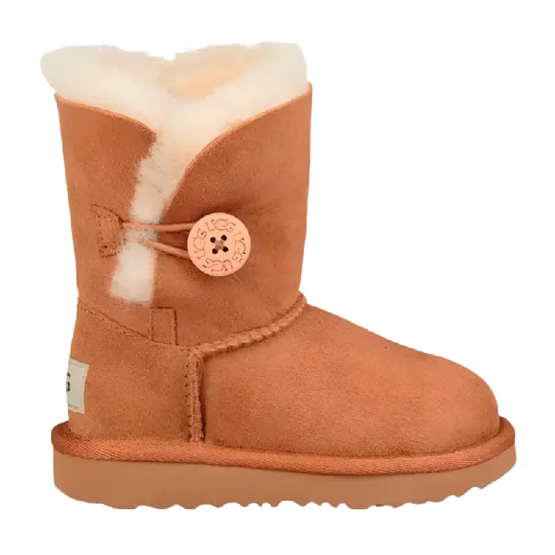 Fashionable boots for men with smooth leather finish-Ugg Toddler Girls Bailey Button II Suede Boot Chestnut