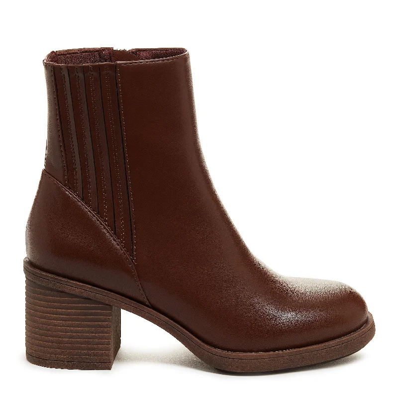 Stylish boots for women with faux leather finish-Sonora Brown Platform Chelsea Boot