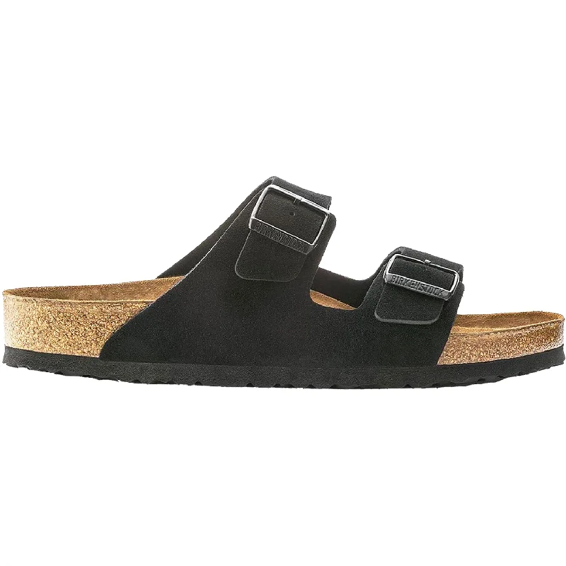 sandals with stylish metallic buckle for extra appealWomen's Birkenstock Arizona Soft Footbed Black Suede