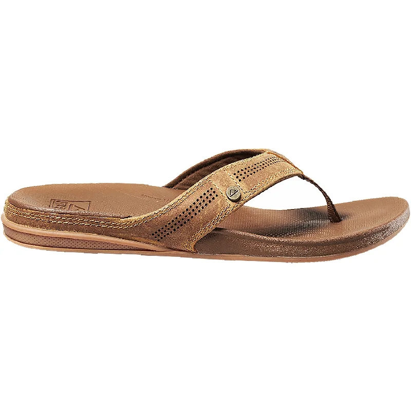 sandals for men with ergonomic designMen's Reef Cushion Lux Toffee Leather