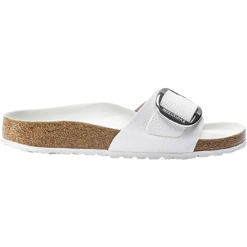 sandals for stylish yet practical wearWomen's Birkenstock Madrid Big Buckle White Leather