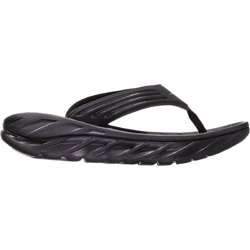 sandals with stylish ankle detailing for chic looksMen's Hoka One One Ora Recovery Flip Black/Dark Gull Grey Fabric