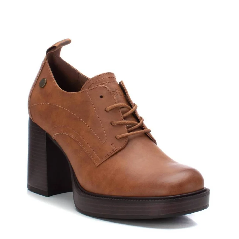 Oxford shoes for wedding season -Oxfords TikTok TrendWomen's Heeled Oxfords In Camel