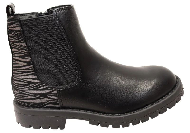 Trendy boots for women with ankle strap and buckle detail-Grosby Slate Kids Girls Comfortable Boots