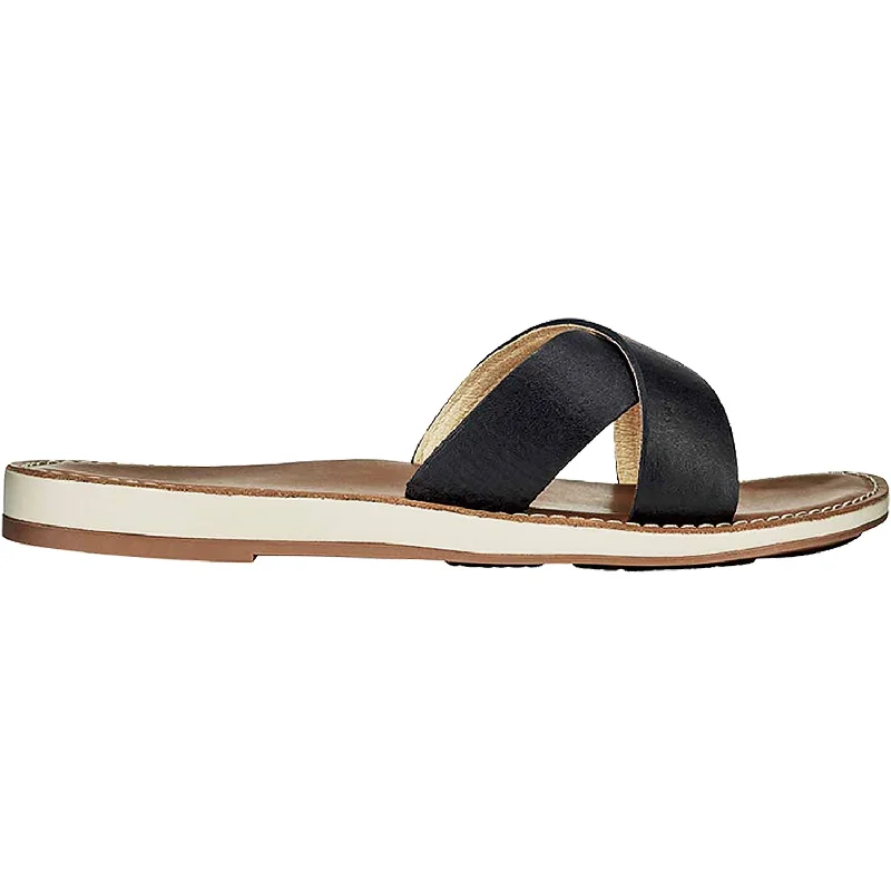 sandals with casual design for everyday useWomen's OluKai Ke'a Black Leather