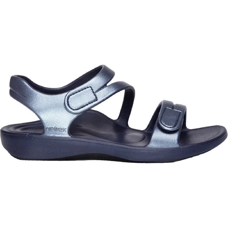 sandals for men with casual design and comfortWomen's Aetrex Jillian Sport Shimmer Navy EVA