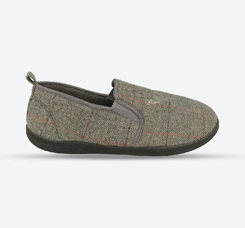 slippers for women with wool lining for superior warmth-Slippers with sleek soles-Mens Wide Fit Padders Huntsman Slippers