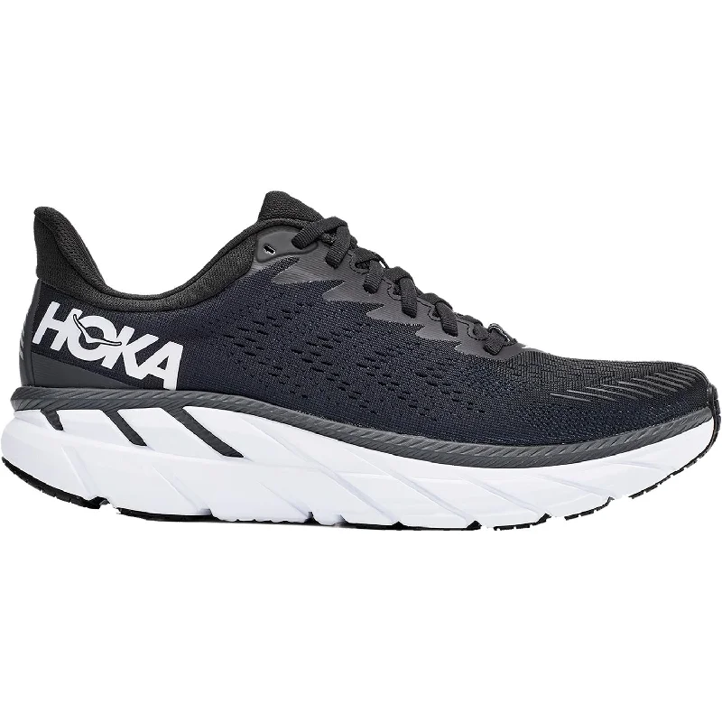 athletic shoes for women with ergonomic design for foot health-Athletic shoes for speed runsMen's Hoka One One Clifton 7 Black/White Mesh