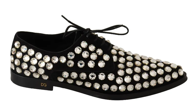 Casual flats with a sporty vibe for active wear-Flats for casual cool-Dolce & Gabbana Elegant Crystal-Embellished Lace-Up Women's Flats