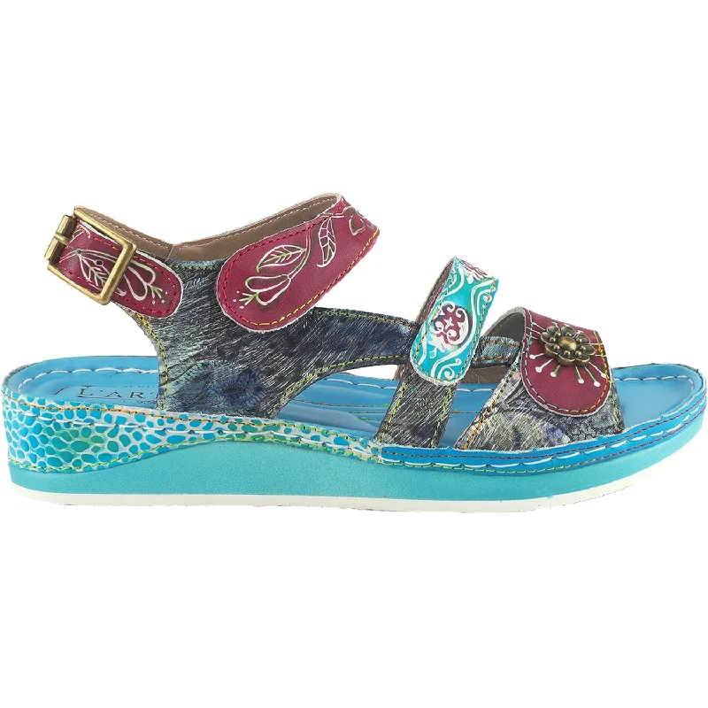 sandals for beach weddingsWomen's L'Artiste by Spring Step Sumacah Aqua Multi Leather