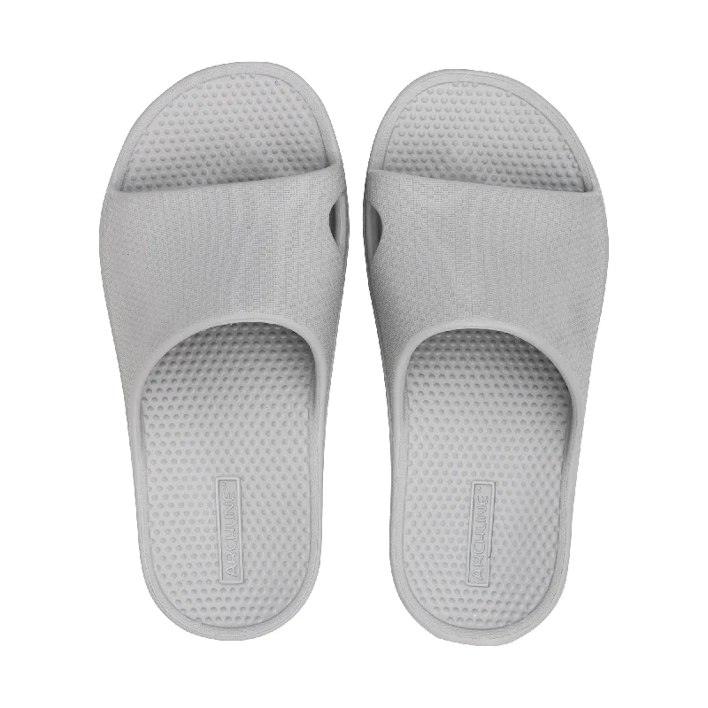 sandals for office wear in the summerArchline Rebound Orthotic Slides - Stone Grey