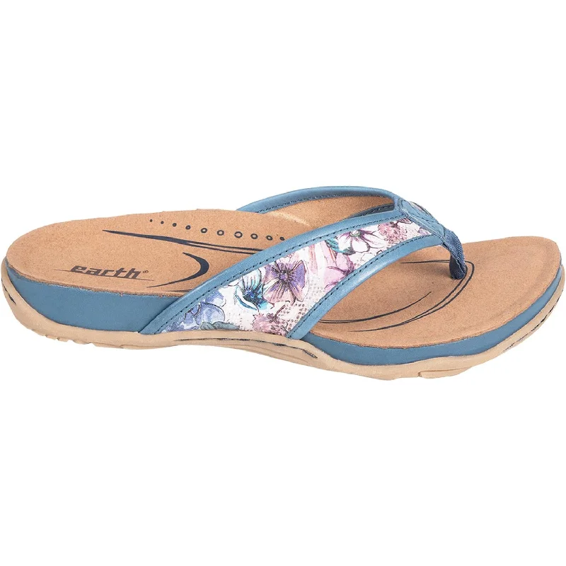 sandals for women with comfy padded insoleWomen's Earth Maya Blue Floral Print Leather