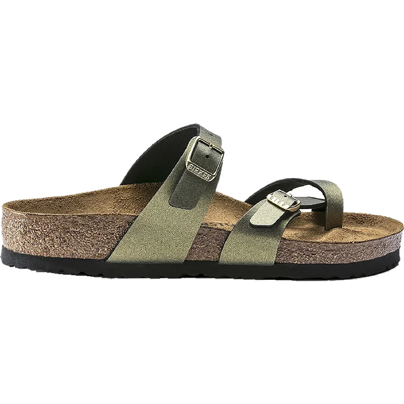 sandals with breathable straps for summer comfortWomen's Birkenstock Mayari Icy Metallic Stone Gold Birko-Flor