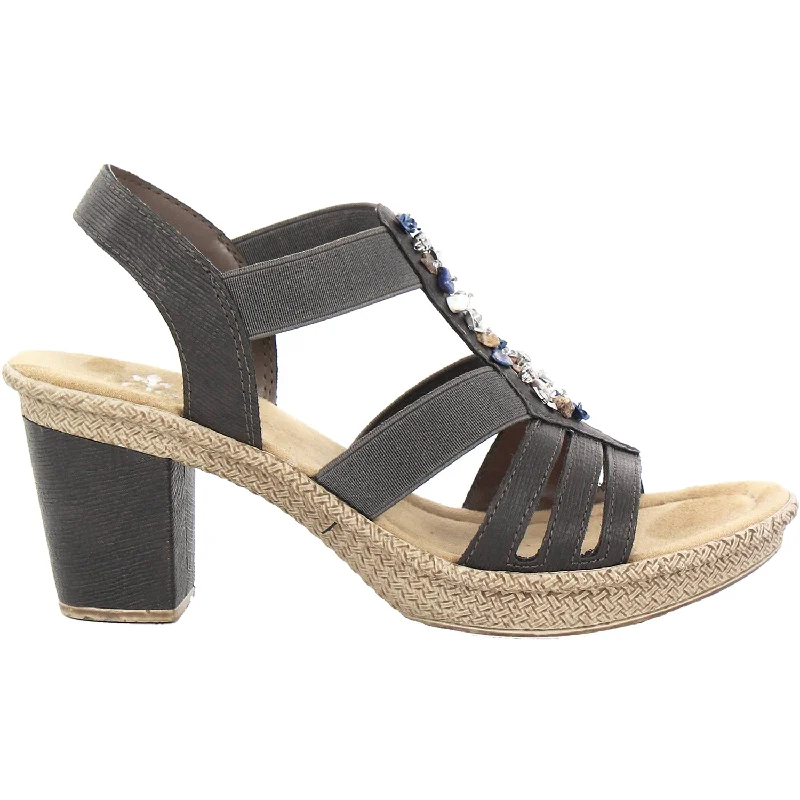 sandals with trendy woven accents for added textureWomen's Rieker 665G1-45 Rabea G1 Basalt Synthetic