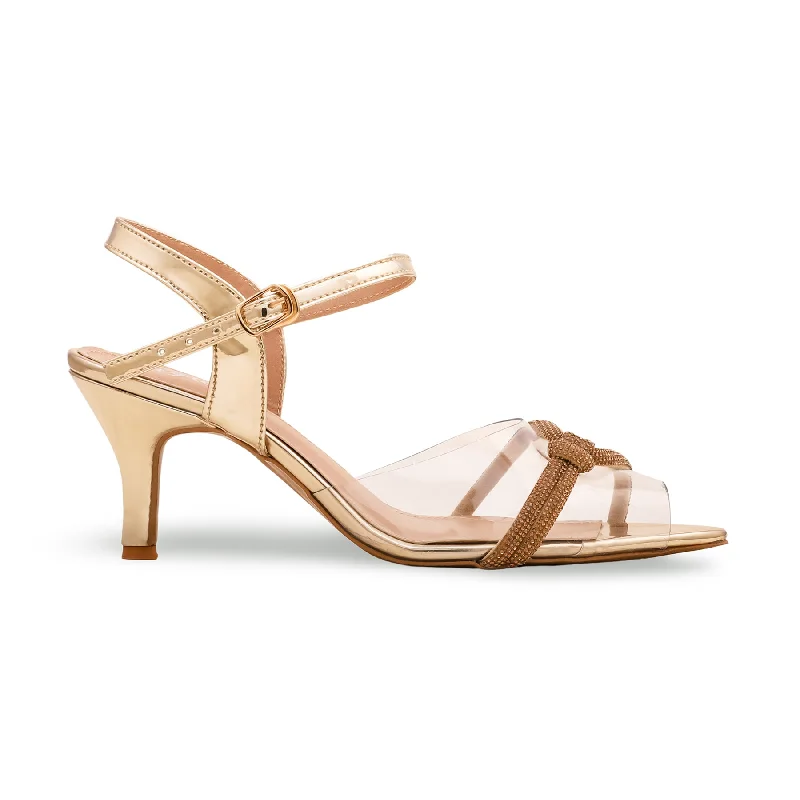 sandals with unique, stylish buckle designGolden Fancy Sandal FN5859