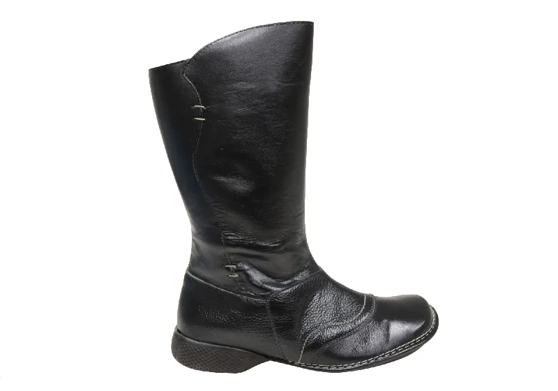 Stylish ankle boots for women with wide heel-J Gean Lozza Womens Comfortable Leather Mid Calf Boots Made In Brazil