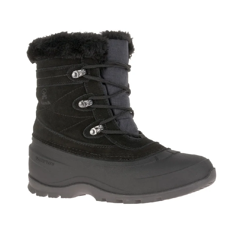 Trendy boots for women with side zippers-Kamik Women's Snovalley 5 Boot Black