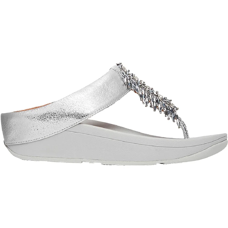 sandals with trendy designs for the beachWomen's Fit Flop Velma Adorn Toe-Thong Silver Synthetic