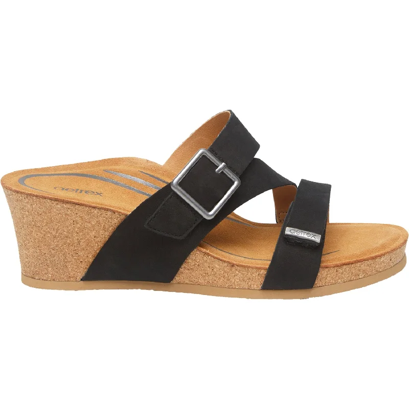 sandals for women with stylish strap patternsWomen's Aetrex Kimmy Black Leather