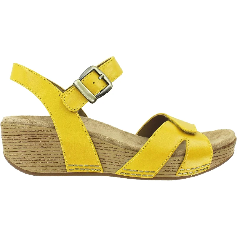 sandals with comfortable foot arch for supportWomen's Dansko Laurie Yellow Burnished Calf Leather