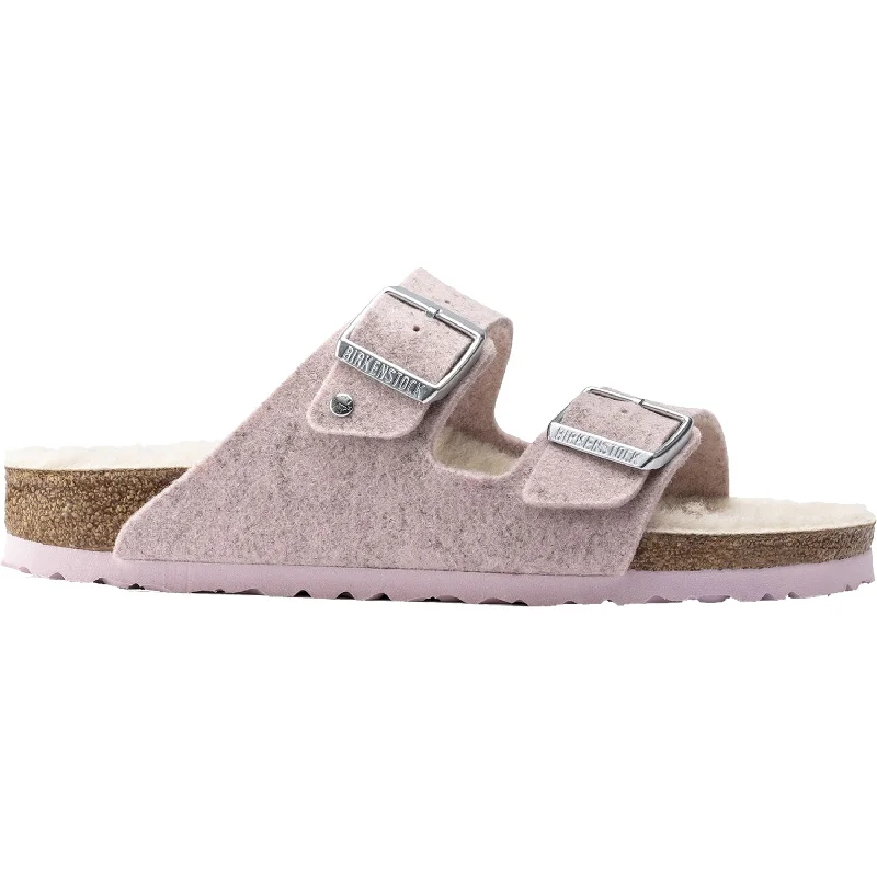 sandals with lightweight straps for summer comfortWomen's Birkenstock Arizona Wool Soft Pink Natural