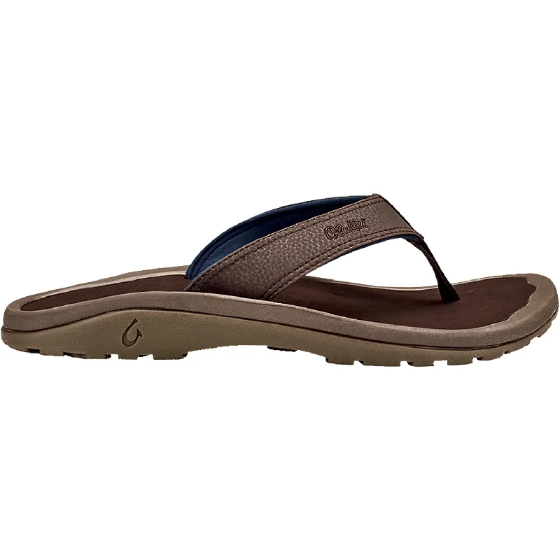 sandals for men with casual design and comfortMen's OluKai Ohana Dark Wood/ Dark Wood Synthetic