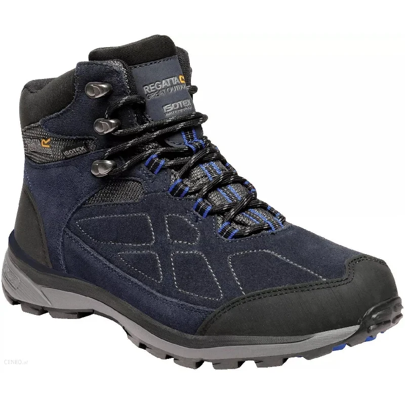 Trendy boots for men with lace-up closure-Regatta Samaris Suede Mid Mens Waterproof Walking Boots - Navy