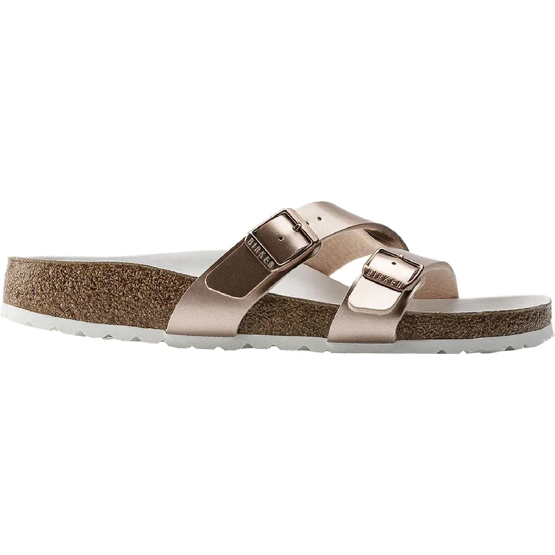 sandals with unique straps for added flairWomen's Birkenstock Yao Hex Metallic Copper Birko-Flor