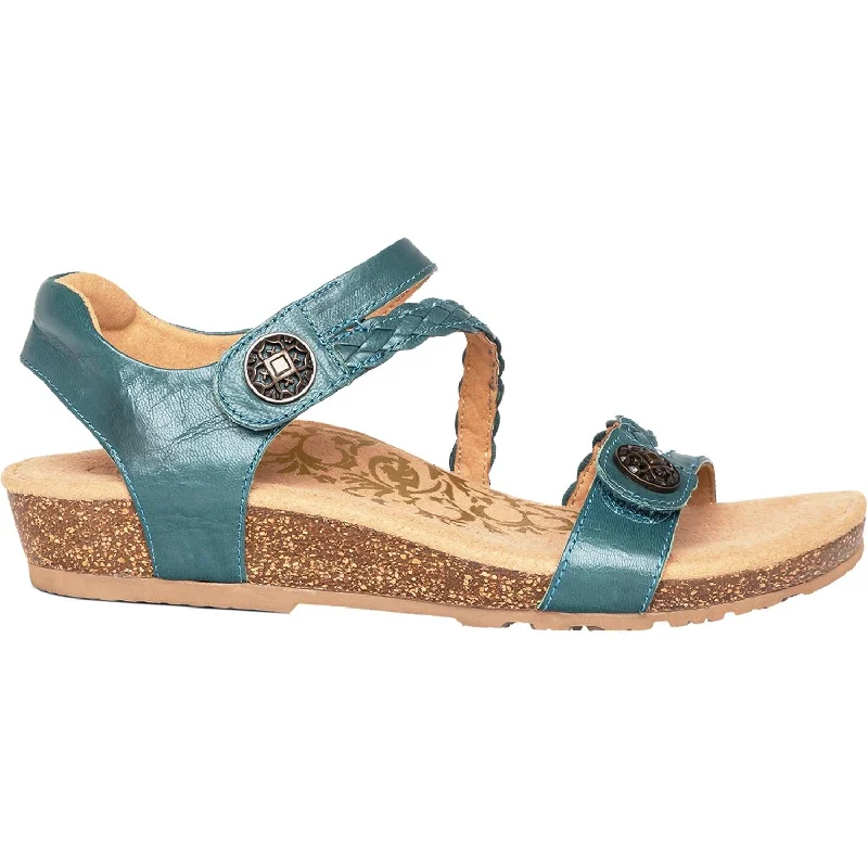 sandals for women with trendy ankle closuresWomen's Aetrex Jillian Teal Leather