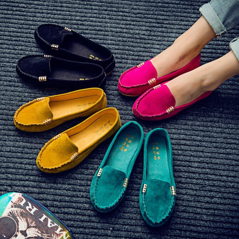 Comfortable flats with soft leather lining for cozy fit-Flats for high fit-Plus Size 35-43 Women Flats shoes 2019 Loafers Candy Color Slip on Flat Shoes Ballet Flats Comfortable Ladies shoe zapatos mujer