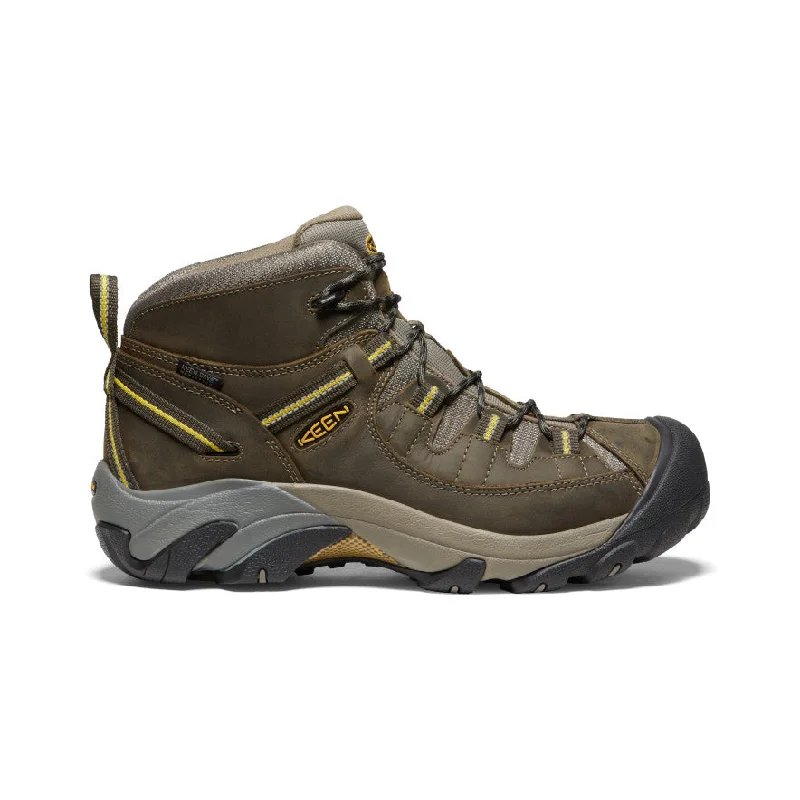 Comfortable boots for women with cushioned footbed-Men's Targhee II Mid Waterproof Hiking Boots  |  Black Olive/Yellow