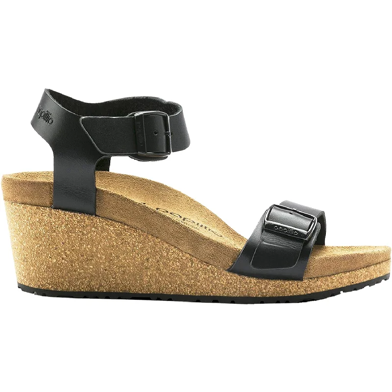 sandals for beach weddings with elegant designWomen's Birkenstock Papillio Soley Black Leather