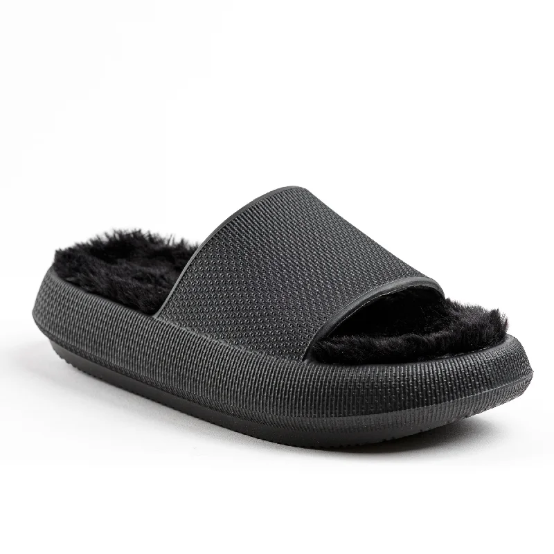 slippers for women with stylish knit design for chic comfort-Slippers with high tread-Cloud Slides Slippers | Black