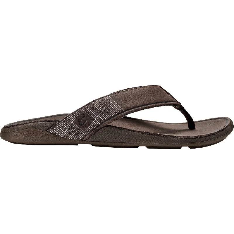 sandals for walking on rough terrainMen's OluKai Tuahine Dark Wood Leather