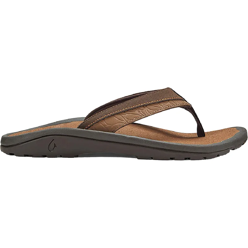 sandals with comfortable straps for all-day wearMen's OluKai Ohana Koa Espresso/Molten Orange Synthetic