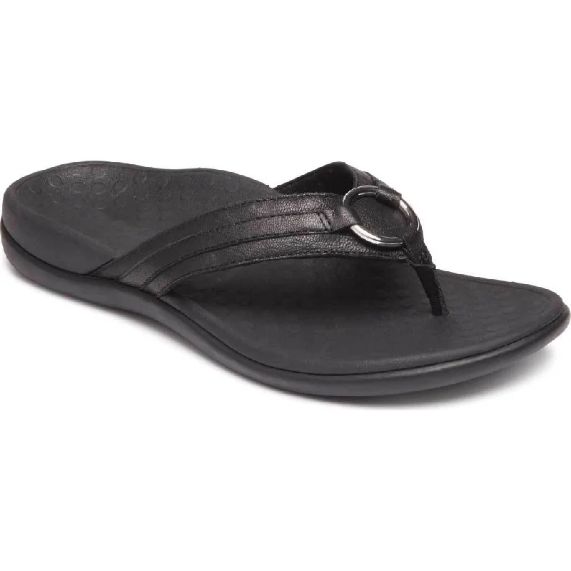 sandals with footbed for extra comfortTide Aloe Toe Post Sandal Leather Black