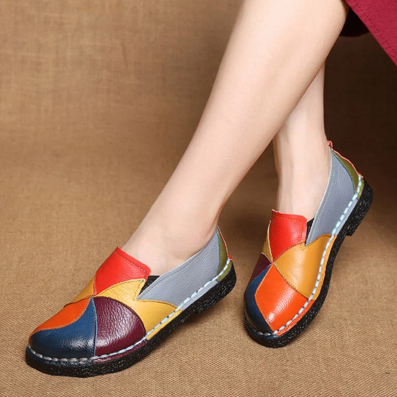 Comfortable flats with adjustable straps for a perfect fit-Flats with soft fit-Designer Women Genuine Leather Loafers Mixed Colors Ladies Ballet Flats Shoes Female Spring Moccasins Casual Ballerina Shoes