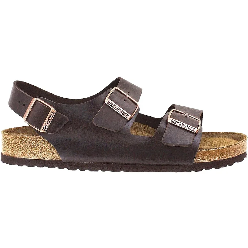 sandals for both trendy and casual looksUnisex Birkenstock Milano Soft Footbed Brown Amalfi Leather