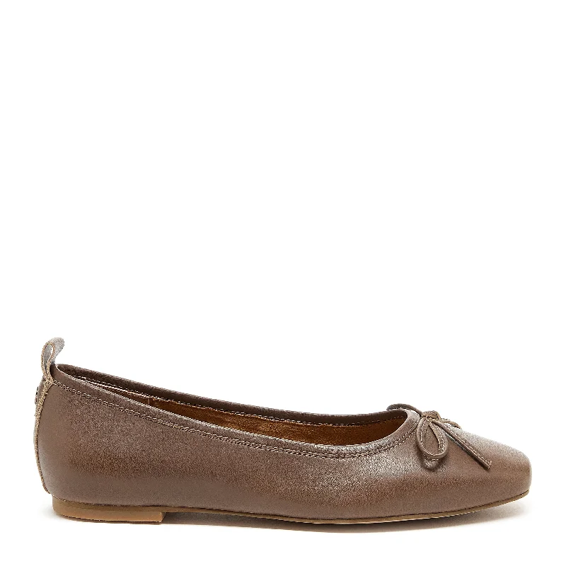 Flats with faux fur trim for a cozy winter option-Flats with soft fit-Frankie Taupe Ballet Flats