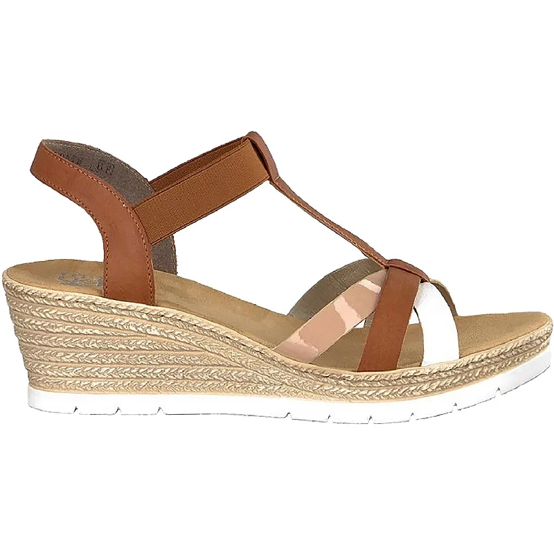 sandals with adjustable straps for easy wearWomen's Rieker 61995-81 Bianco/Cayenne Synthetic