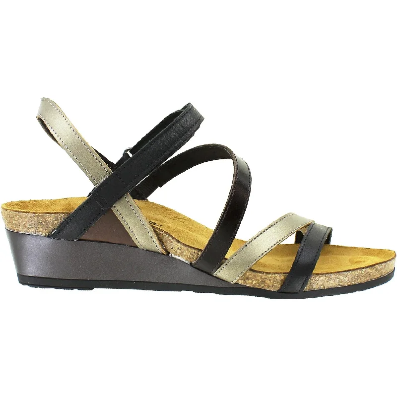 sandals with unique straps for added flairWomen's Naot Hero Black/Pewter/Walnut Leather