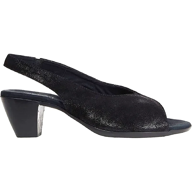 sandals with stylish metallic detailingWomen's Munro Rochelle Black Shimmer Suede