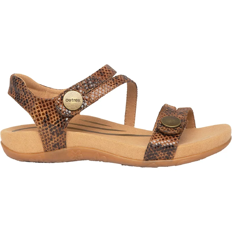 stylish sandals for the beachWomen's Aetrex Jess Brown Snake Synthetic