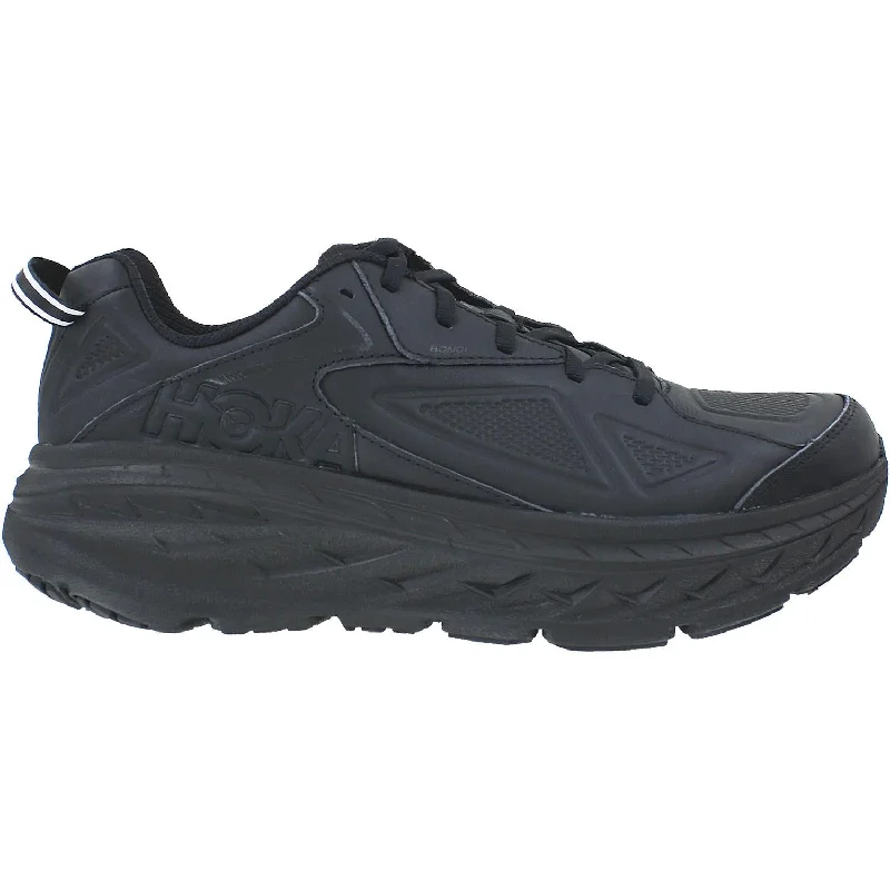 athletic shoes for women with seamless design for irritation-free wear-Athletic shoes for intense sportsMen's Hoka One One Bondi Black Leather